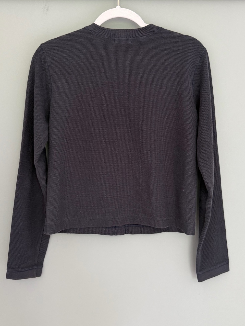 Vintage 90s Abercrombie & Fitch 100% Cotton Navy Blue Waffle Texture Cardigan - Picture 8 of 13